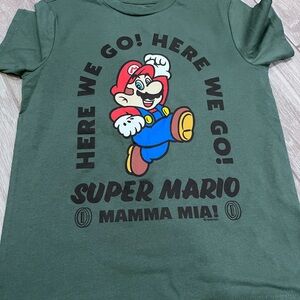 GAP Dark Green Super Mario Graphic Tee with Multicolor Print